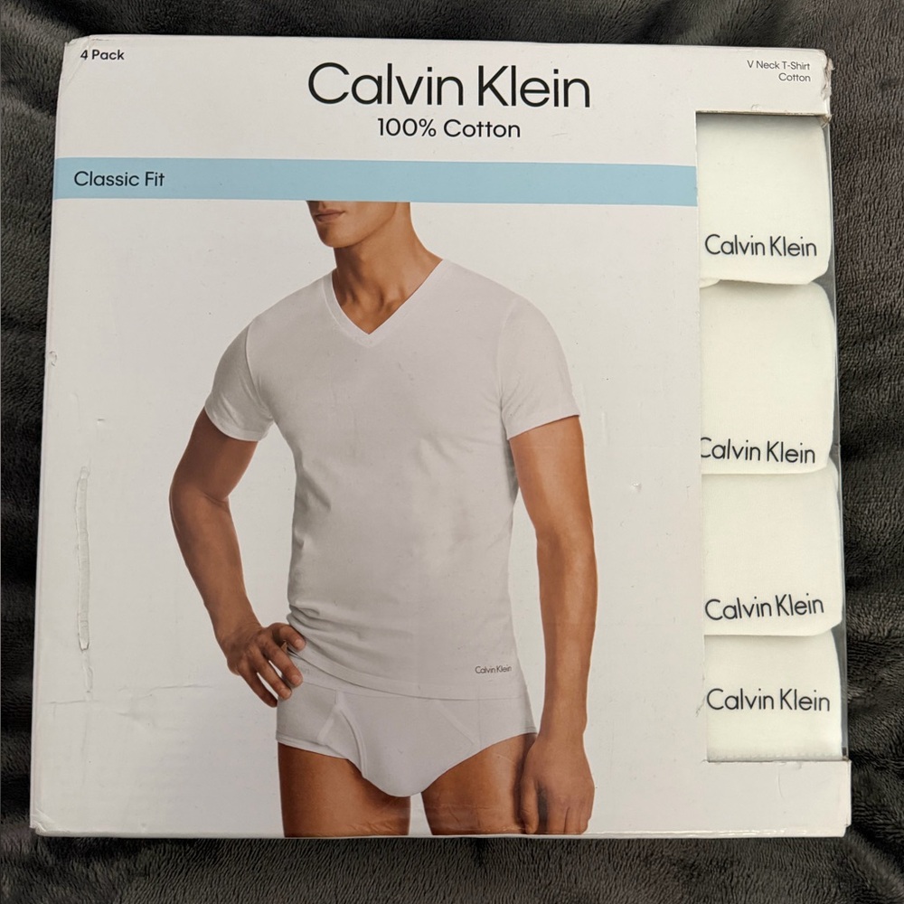 Calvin Klein Men's White V-Neck Undershirts
